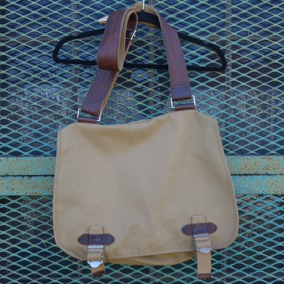 Rugby By Ralph Lauren 2009 Tan Canvas W/ Dark Brown Leather Strap Messenger Bag